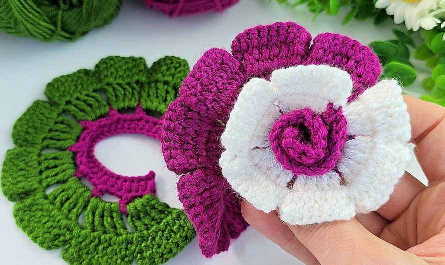 🌸 How to Crochet an Easy 3D Flower Pattern for Beginners