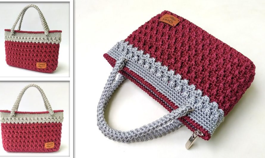 🧶 How to Crochet a Two-Tone Textured Handbag (Step-by-Step Guide for Beginners)