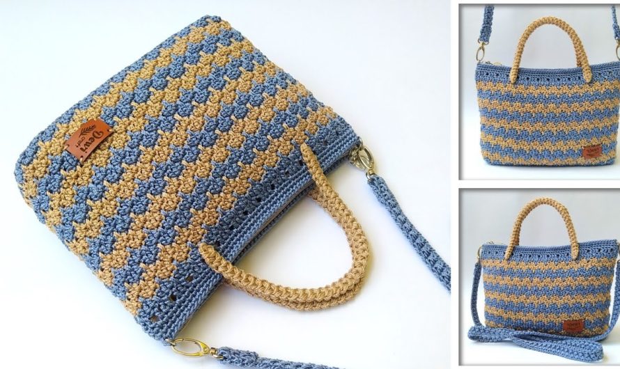Crochet bag for beginners using striped colors👜👜💖🧶