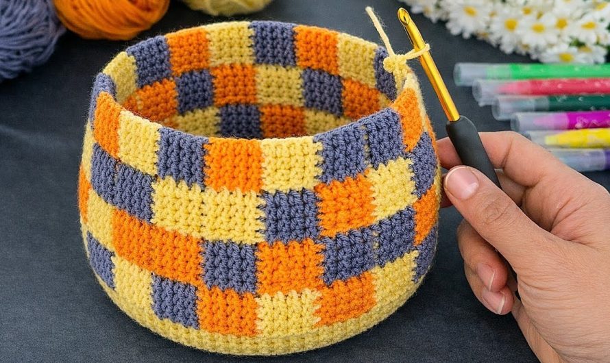 How to Super Easy Crochet Wicker Basket / Organizer Box