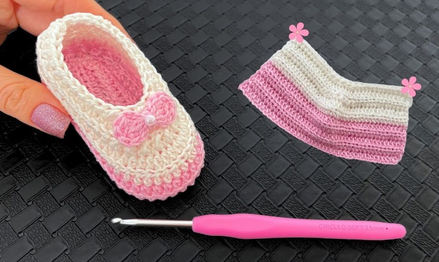 🧶 How to Make an Easy Crochet Bootie with Two Lines
