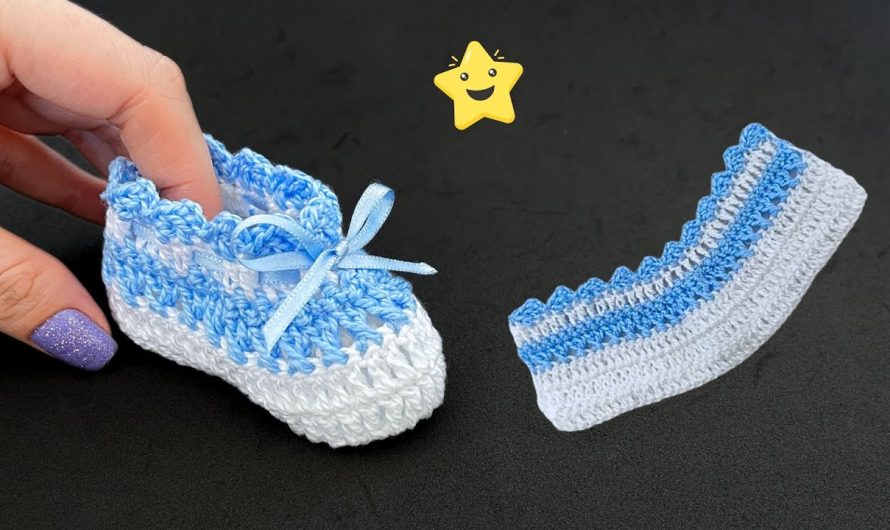 How to Crochet Easy and Quick Two-Color Baby Shoes: Step-by-Step Guide 👶🧶