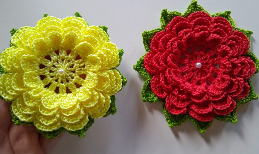 How to Crochet a Flower for a Dishtowel Holder and Apply It Step by Step
