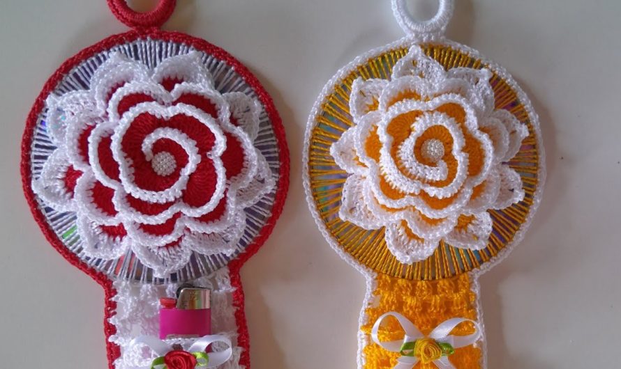 Crocheted dish towel and lighter holder 💛 | Step-by-step instructions