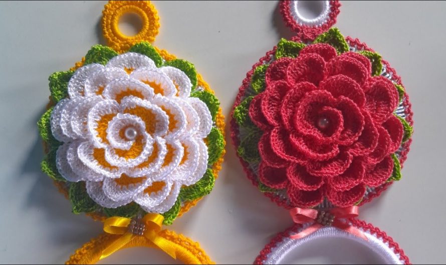 🌸 How to Crochet a Dish Towel Holder with a CD – Step-by-Step Guide