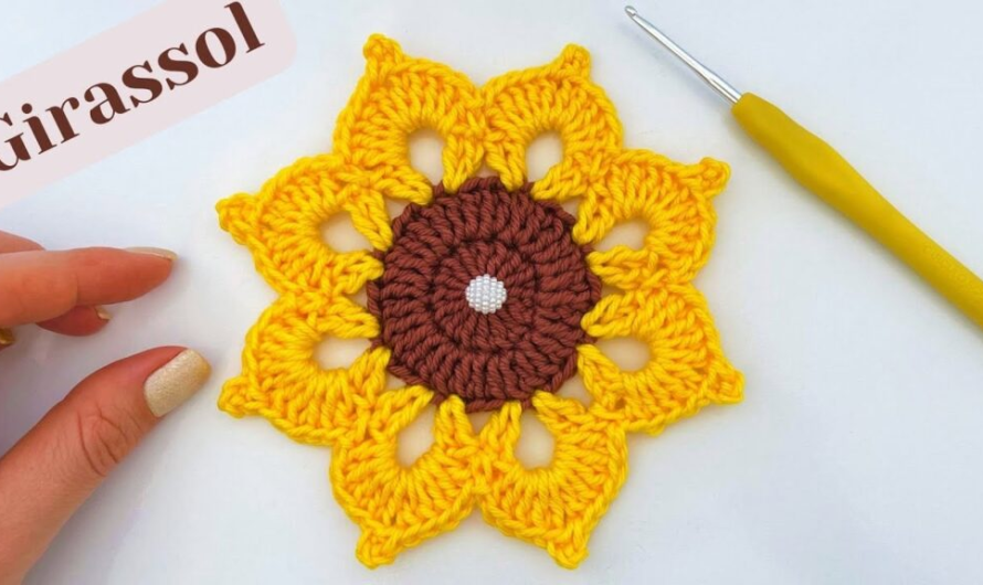How to Crochet a Beautiful Sunflower Motif Coaster🧶🌸💖