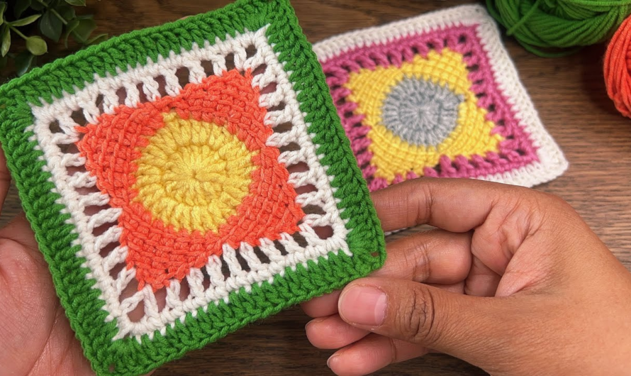 💖How to crochet square motif pattern ,Very easy for beginners