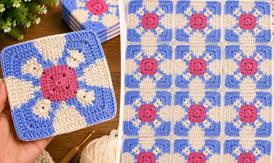 🌺🌸This Beautiful Granny Square ,Easy Step-by-Step Tutorial ✨