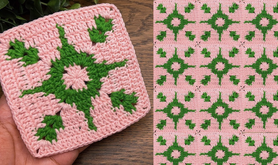 💕😘crochet square motif pattern ,step by step guide for beginners