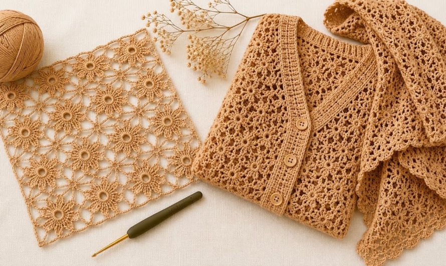 😘Crochet Square Motif🧡 Pattern Tutorial for Blouse and Shawl Projects