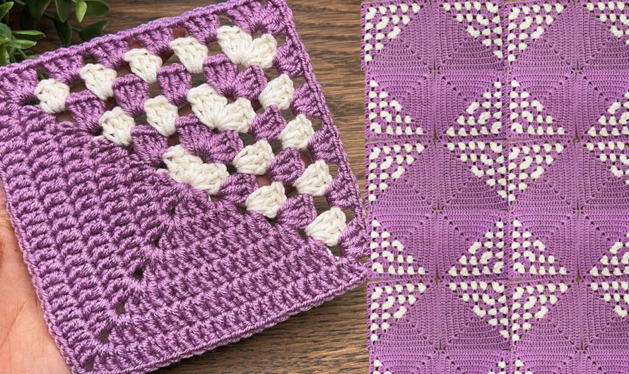 🌸Unique Textured Woven Diamond Granny Square Tutorial🌺💖✨