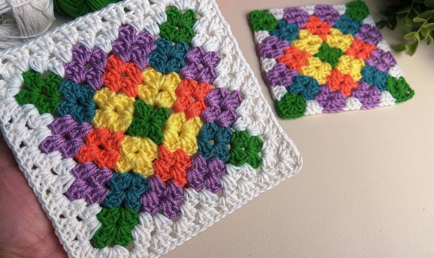 🧶Unique Solid Circle-in-a-Square Motif Tutorial💖😍🌺