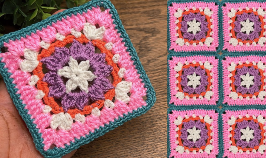 🌺🌸How to crochet granny square tutorial