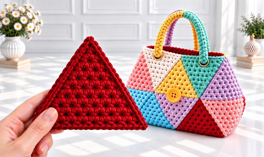 👜 How to Crochet a Beautiful Triangle Motif Bag | Easy Step-by-Step Tutorial🌸😘