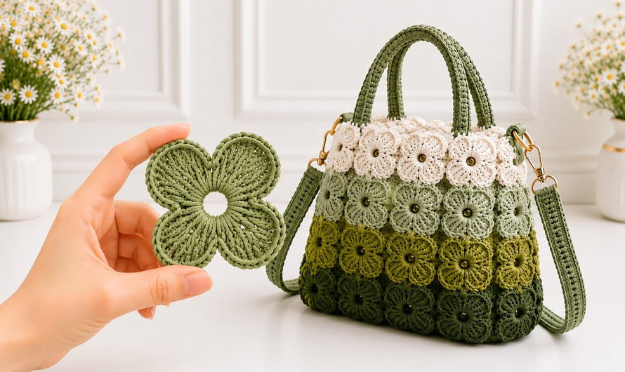 👜🌸How To Crochet a Beautiful Mini Flower Motif Vest | Bag, Table Runner & Granny Square😘