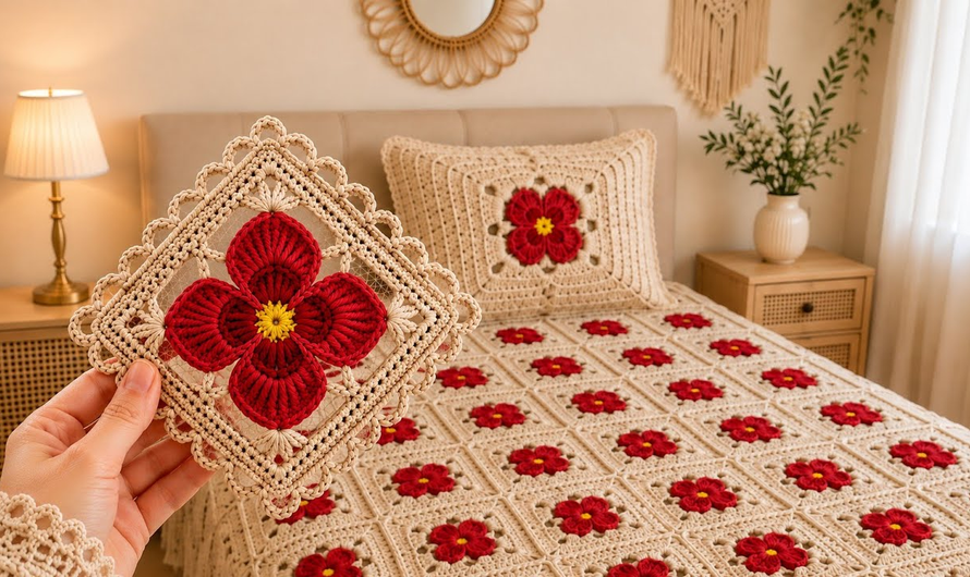 😘😍How To Crochet a Beautiful Mini Flower Motif Bag | Bag, Table Runner & Granny Square