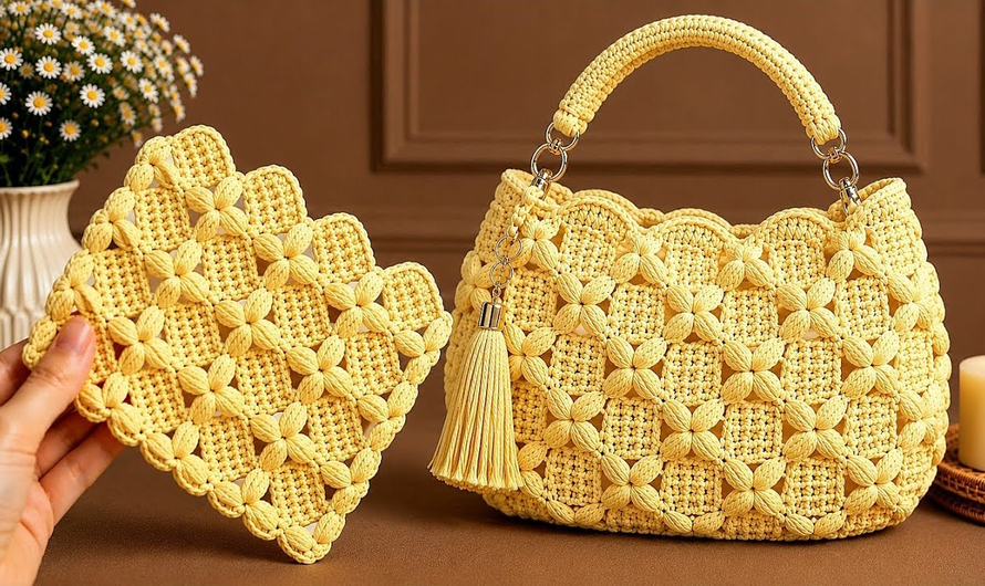 👜😍How To Crochet a Beautiful Flower Square | Tote Bag, Table Runner & Blanket Pattern🤞