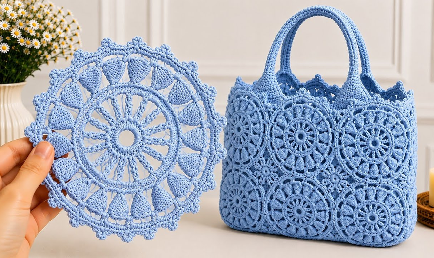 👜😍How To Crochet a Stunning Floral Lace Motif Tote Bag | Coaster, Table Runner & Doily 💖💕