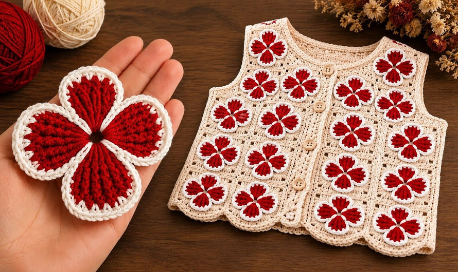 💕😘How To Crochet a Beautiful Flower Motif Vest | Bag, Table Runner & Granny Square