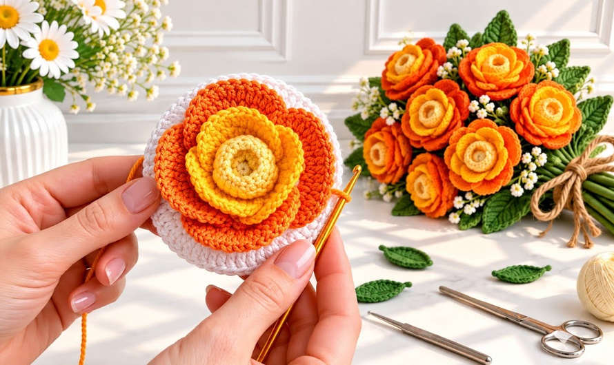 🌹🌺How to Crochet a Stunning Rose Flower Bouquet 🌹 | Easy Step-by-Step 
