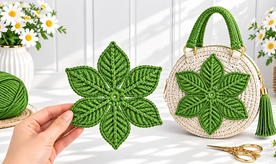 🌺How to Crochet a Stunning Leaf Flower🌿🌸Super Easy Step-by-Step Crochet Flower Tutorial for Beginners
