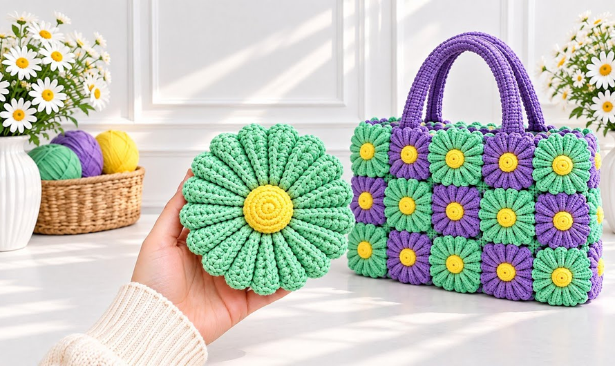 🌸👜How to Crochet a Gorgeous 3D Flower Round Bag 🌸 | Easy Crochet Floral Purse Step-by-Step 