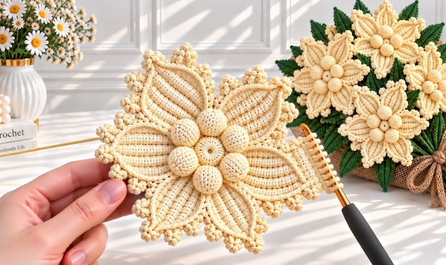 🌸😍How to Crochet a Beautiful Flower Step by Step😘