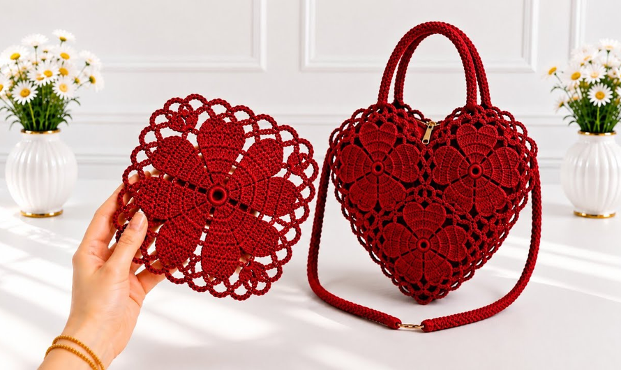 ❤️ How to Crochet a Beautiful Heart Flower Bag | Easy Step-by-Step 😍