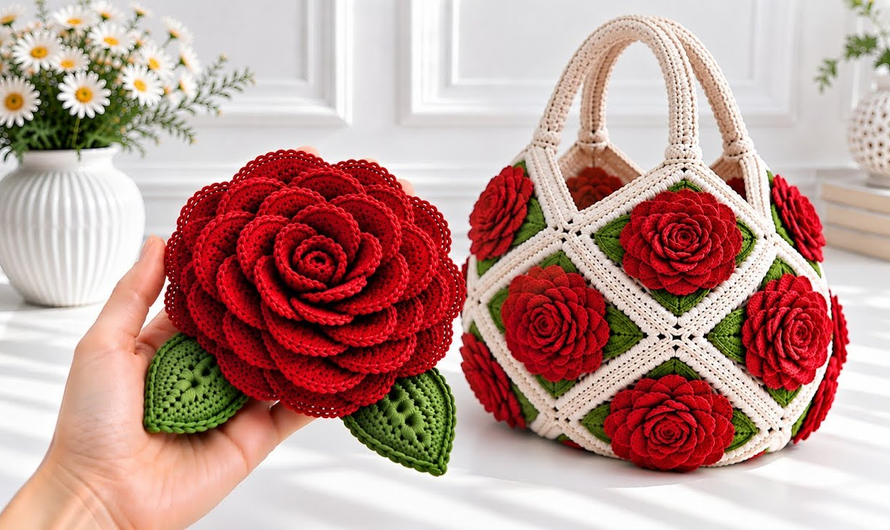 🌺💖Crochet Flower Square Tote Bag | Blanket, Table Runner & Coaster😍