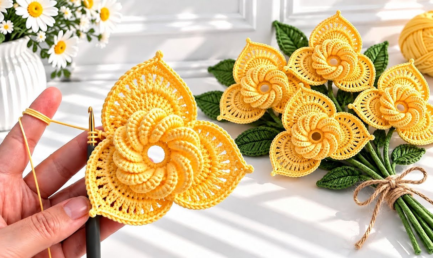 🌻✨How to Crochet a Stunning 3D Flower | Easy Crochet 💖