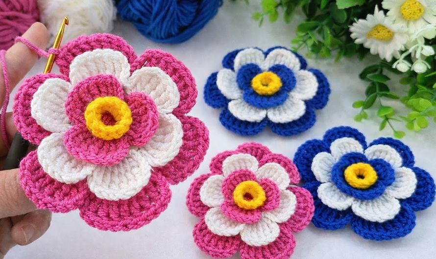 🌸🌺How to Crochet Cute Flowers Step by Step😍