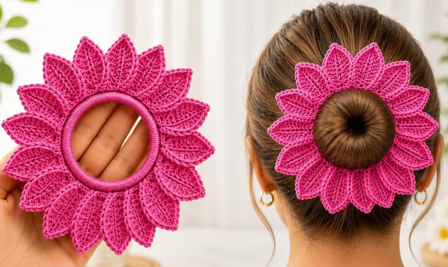 💕🌺How to Crochet the Most Beautiful Flower Hair Tie 🌸
