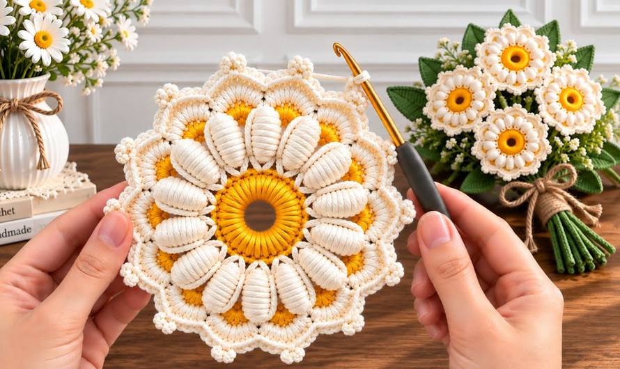💕😍How to Crochet a Beautiful Flower Coaster & Supla Motif🌺