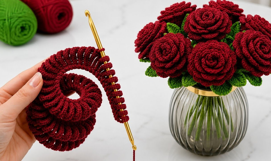 🌹💖Crochet Rose Bouquet 🌹 Easy 3D Spiral Rose