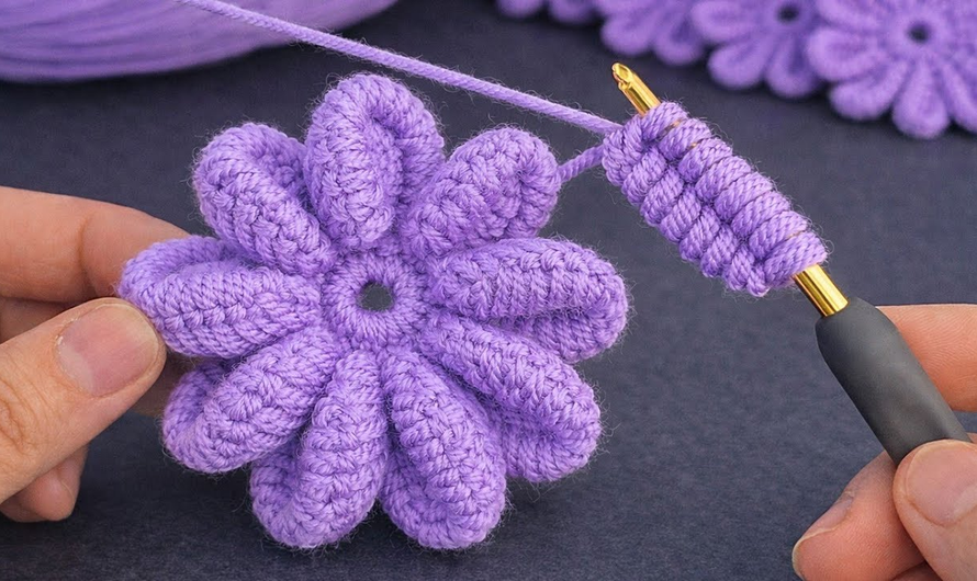  💜 Easy 3D Crochet Flower Pattern for Beginners💖🤞