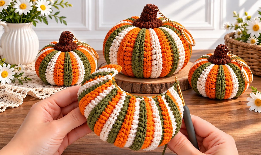 😍🎃🎃How to Crochet a Cute Pumpkin Keychain🧶