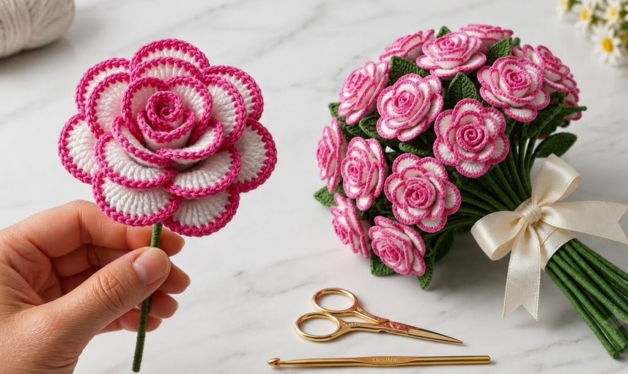 How to Crochet Rose Flower ,Stunning Handmade Bouquet 🌹 Beginner Friendly 