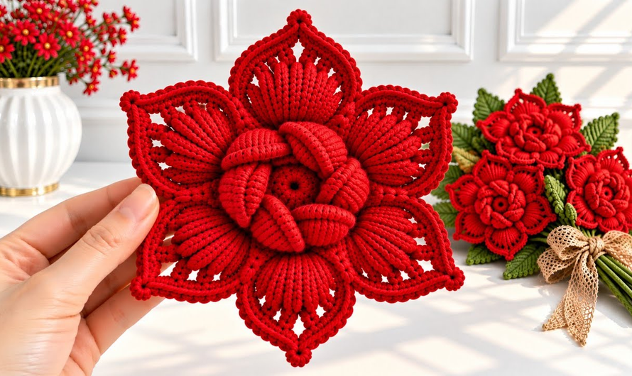 🌹💖How to Crochet a Stunning 3D Flower✨