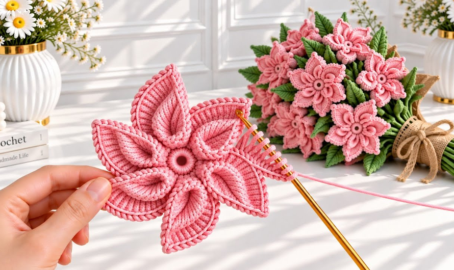 🌺🌹How to Crochet a Stunning Flower Bouquet 🌸 | Easy 3D Crochet Flower 